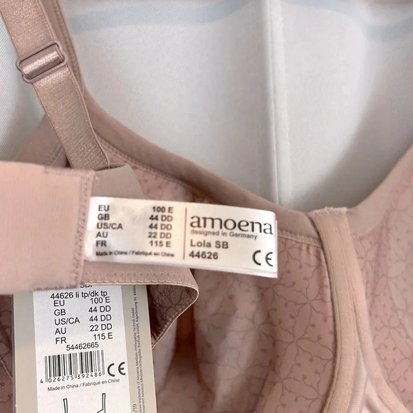 NWT Amoena Lola Non-wired Padded Bra Light taupe / dark taupe Size 44DD - Picture 7 of 9